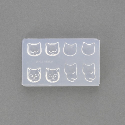 Moule silicone pour résine motif Mini tête de chat 52x32.5x6 mm x1