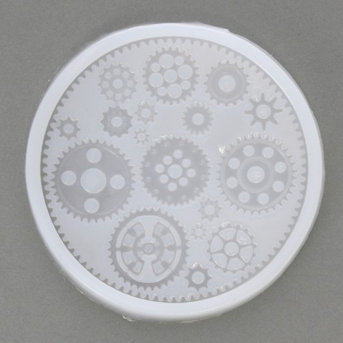 Moule silicone pour résine - motif engrenages x1