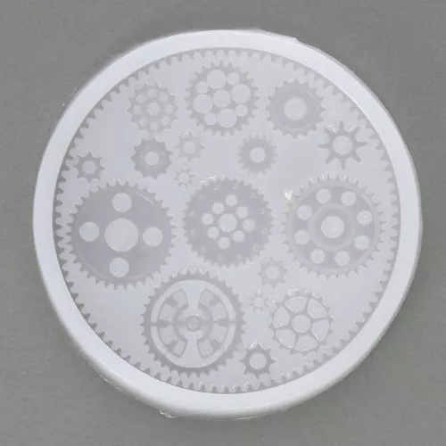 Moule silicone pour résine - motif engrenages x1
