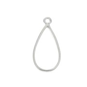 Pendentif goutte pour résine UV et pâte polymère 30x14.5 mm - Placage argent finx1|raw }}