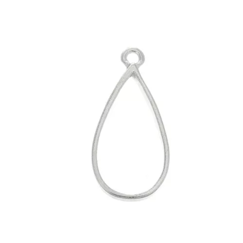 Pendentif goutte pour résine UV et pâte polymère 30x14.5 mm - Placage argent finx1
