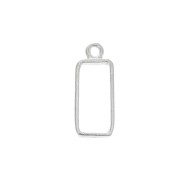 Pendentif rectangle pour résine UV et pâte polymère 25x10 mm -Placage argent finx1