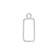 Pendentif rectangle pour résine UV et pâte polymère 25x10 mm -Placage argent finx1