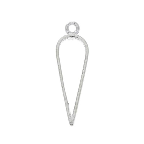 Pendentif pointe pour résine UV et pâte polymère 34x11 mm - Placage argent fin x1