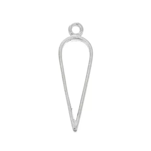Pendentif pointe pour résine UV et pâte polymère 34x11 mm - Placage argent fin x1