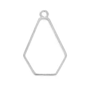 Pendentif hexagone pour résine UV et pâte polymère 35x22.5 mm-Placage argent finx1