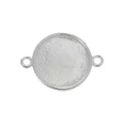 Intercalaire serti rond pour cabochon fond plat 20 mm - Placage argent fin