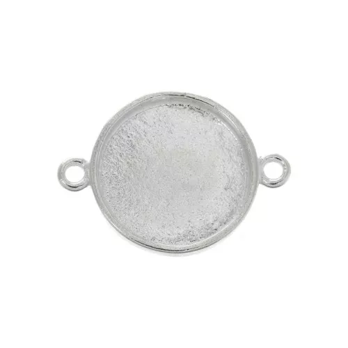 Intercalaire serti rond pour cabochon fond plat 20 mm - Placage argent fin