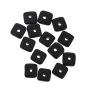 Perles rondelles carrées - Heishi - en céramique 6.3 mm - Noir mat x20