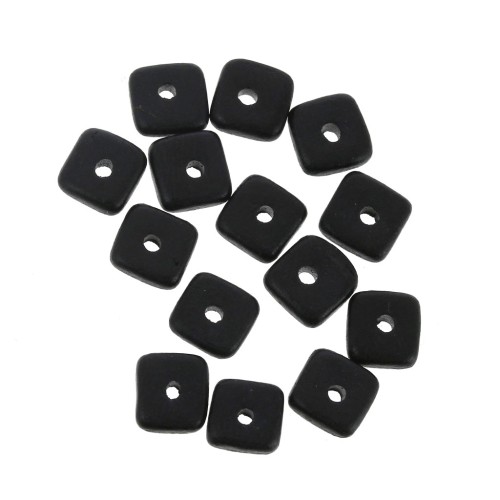 Perles rondelles carrées - Heishi - en céramique 6.3 mm - Noir mat x20