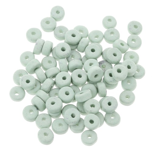 Perles Heishi rondelles en céramique 5.3x2.5 mm - Vert Turquoise mat x30