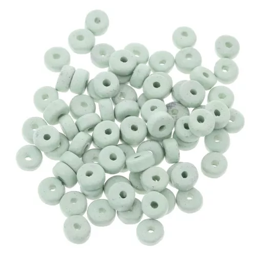 Perles Heishi rondelles en céramique 5.3x2.5 mm - Vert Turquoise mat x30