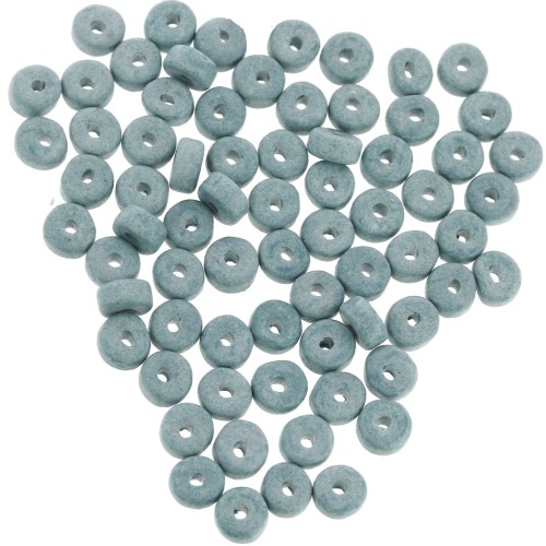 Perles rondelles Heishi en céramique 5.3x2.5 mm - Bleu gris mat x30