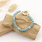 Perles Heishi rondelles en céramique 5.3x2.5 mm - Bleu gris mat x30