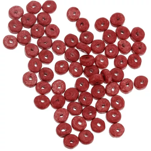 Perles Heishi rondelles en céramique 5.3x2.5 mm - Rouge mat x30