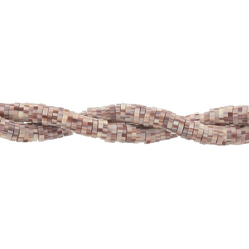 Perles rondelles Heishi en pâte polymère 5x1 mm Multi Marron clair x39 cm