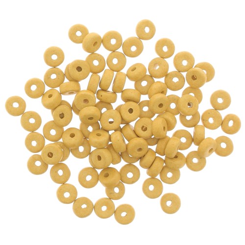 Perles Heishi rondelles en céramique 5.3x2.5 mm - Jaune mat x30