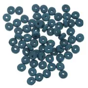 Perles rondelles Heishi en céramique 5.3x2.5 mm - Bleu canard mat x30