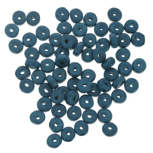 Perles Heishi rondelles en céramique 5.3x2.5 mm - Bleu canard mat x30