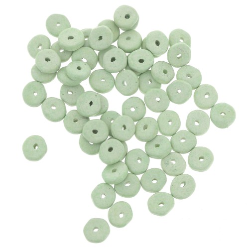 Perles Heishi rondelles en céramique 6.5x2.3 mm - Light Mint mat x30