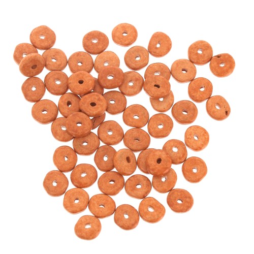 Perles Heishi rondelles en céramique 6.5x2.3 mm - Orange mat x30