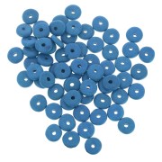 Perles Heishi rondelles en céramique 6.5x2.3 mm - Bleu Azur mat x30