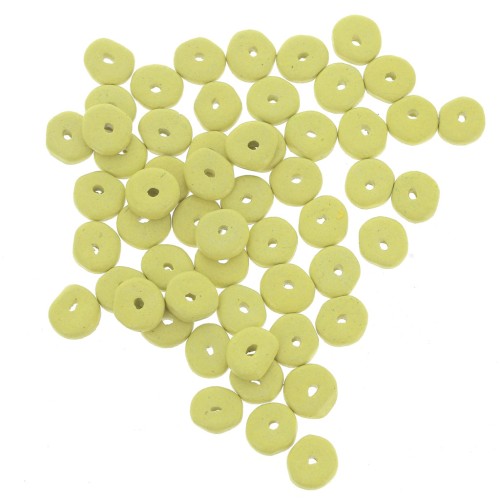 Perles rondelles Heishi en céramique 6.5x2.3 mm - Jaune citron mat x30