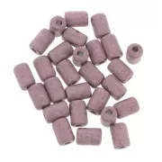 Perles tubes style Heishi en céramique 6.8x10 mm - Mauve mat x10