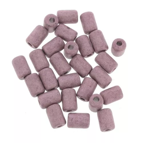 Perles tubes style Heishi en céramique 6.8x10 mm - Mauve mat x10