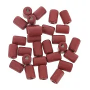 Perles tubes style Heishi en céramique 6.8x10 mm - Rouge mat x10