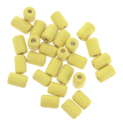 Perles tubes style Heishi en céramique 6.8x10 mm - Jaune mat x10