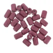 Perles tubes style Heishi en céramique 6.8x10 mm - Prune clair mat x10