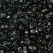 Miyuki Half Tila Beads 5x2.3x1.9mm HTL-4511 - Opaque Black Picasso x10g