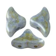 Perles en verre Hélios® par Puca® 6x10 mm - Opaque Green Turquoise Spotted x10g