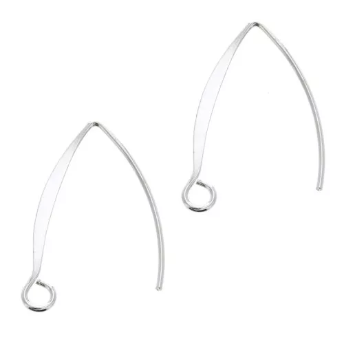Crochets d'oreilles à décorer 24 mm - Argenté x2
