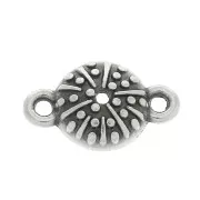 Intercalaire 2 anneaux oursin en zamac 16x10 mm - Placage Argent fin vieilli x1