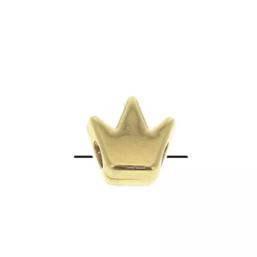 Perle mini couronne en zamac - 5 mm - Doré à l'or fin x1