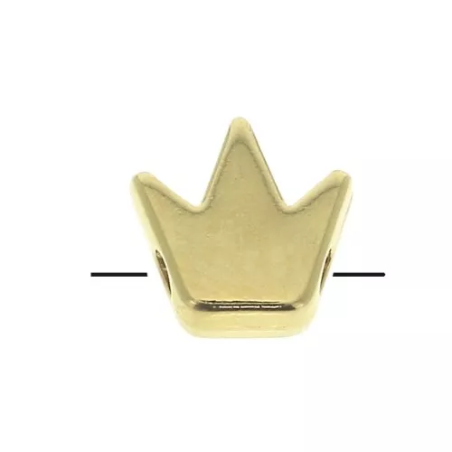 Perle couronne en zamac - 8 mm - Doré à l'or fin x1