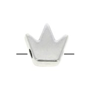 Perle couronne en zamac - 8 mm - Placage Argent fin vieilli x1
