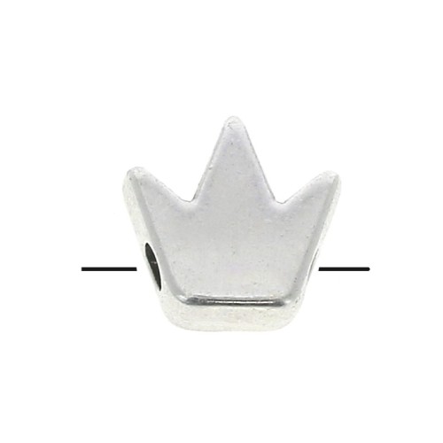 Perle couronne en zamac - 8 mm - Placage Argent fin vieilli x1