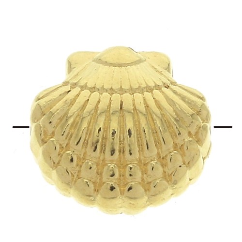 Perle coquillage en zamac - 11.5 mm - Doré à l'or fin x1
