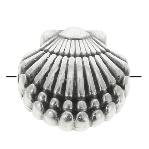 Perle coquillage en zamac - 11.5 mm - Placage Argent fin vieilli x1