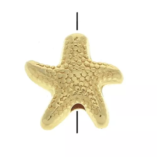 Perle étoile de mer en zamac 10 mm - Doré à l'or fin x1