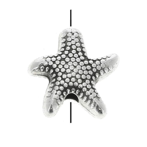 Perle étoile de mer en zamac 10 mm - Placage Argent fin vieilli x1