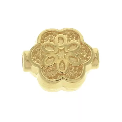 Perle fleur travaillée en zamac 10x8 mm - Doré à l'or fin x1