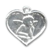 Breloque ange coeur 15x16 mm argenté  x1