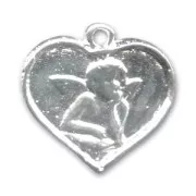 Breloque ange coeur 15x16 mm argenté  x1
