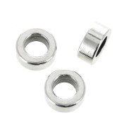 Perle rondelle Heishi en laiton - disque plat gros trou 7x3 mm Placage Argent fin vieilli x1|raw }}