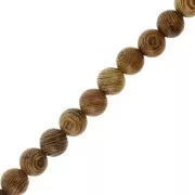 Perles rondes en bois de Wengé 8 mm - Marron foncé x20