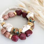 Perle irrégulière 15 mm Howlite teintée - Bleu Marine x1